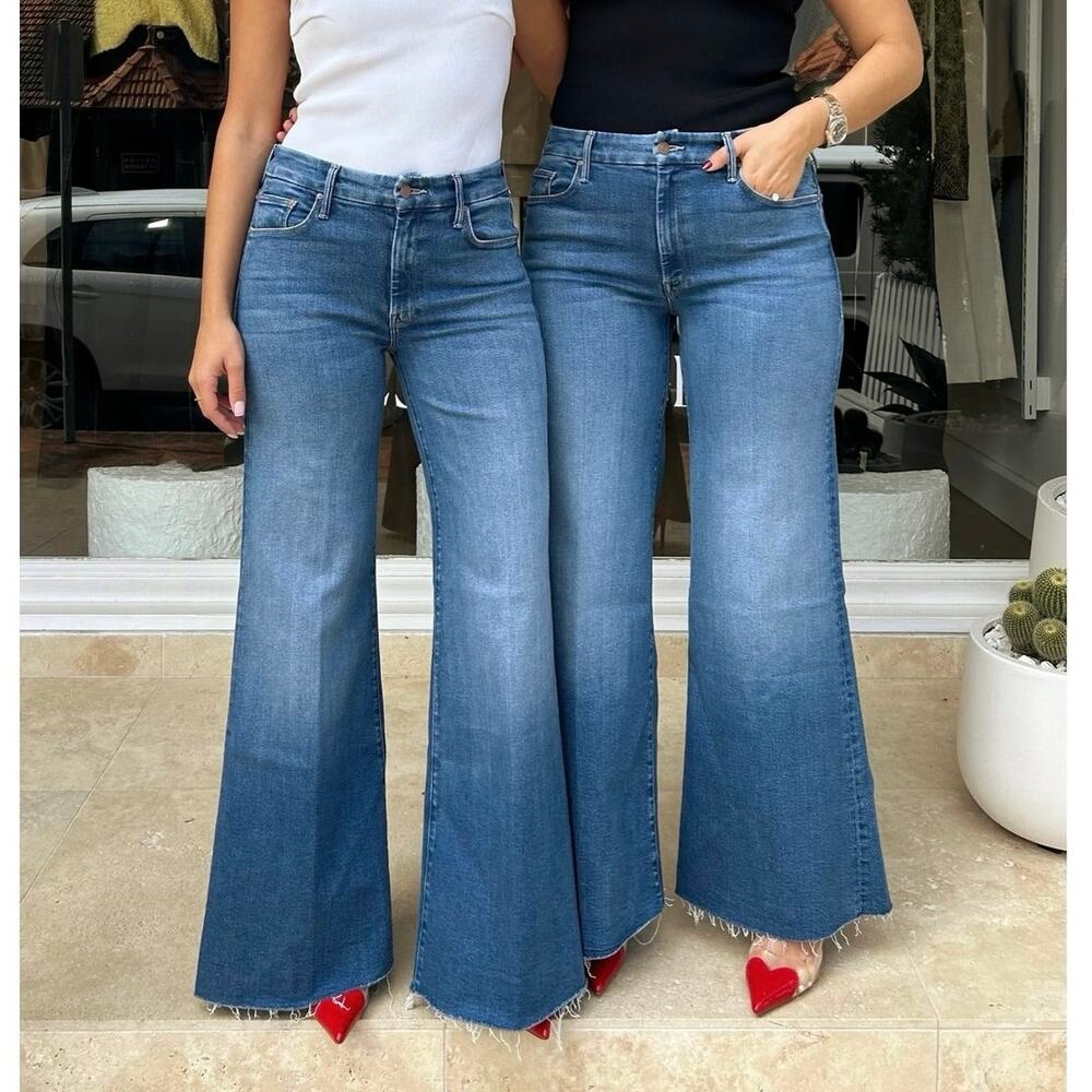 MOTHER NWT The Roller Fray 29 Work Hard Play Hard Wide Leg Jeans